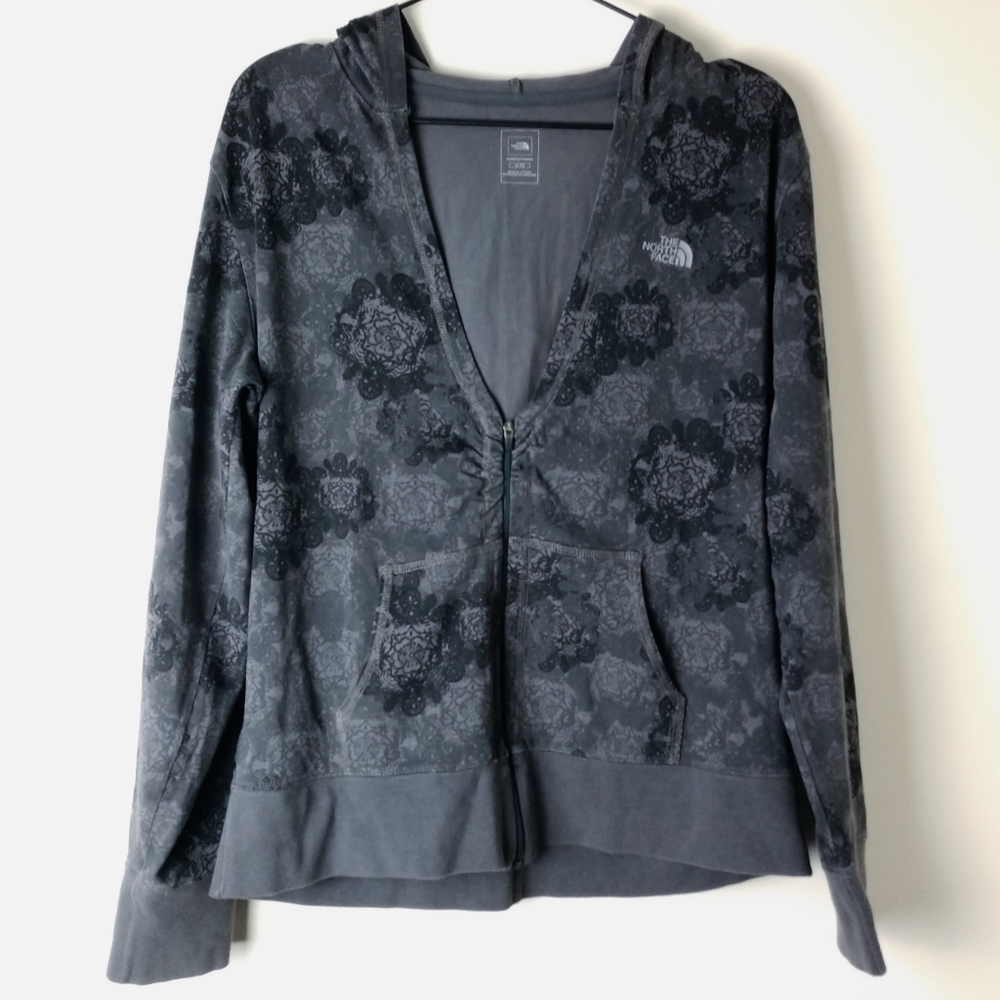 The North Face V-Neck Zip Up Floral Hoodie Size XL